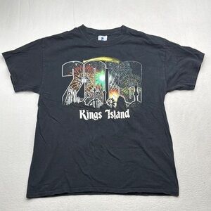 Vintage 2018 size Large L Black Kings Island Fireworks Graphic Tee amusement